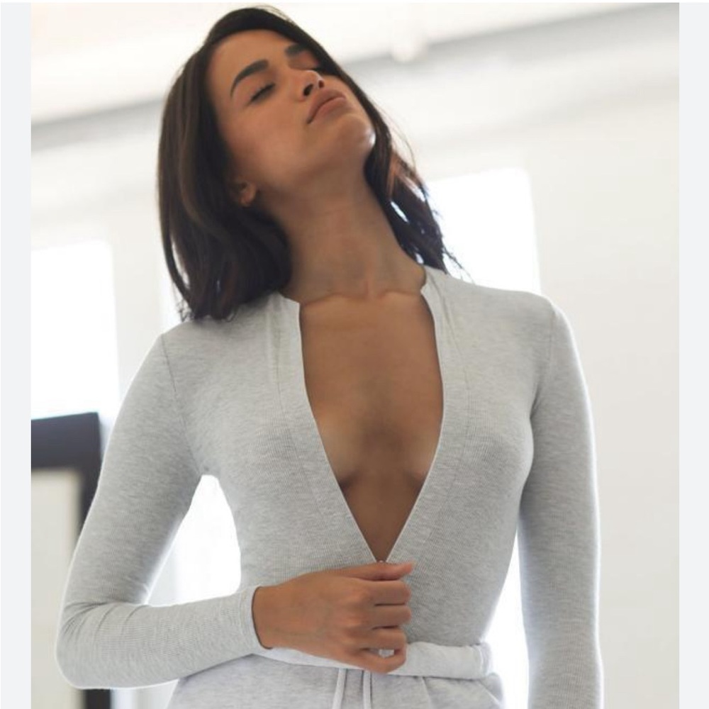 JOAH BROWN Invisible Zip Long Sleeve Shirt - Pearl Grey XS